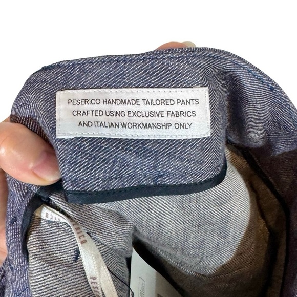 PESERICO Tailored 100% Linen Wide Leg Pleated Cuffed Trousers - Picture 10 of 13